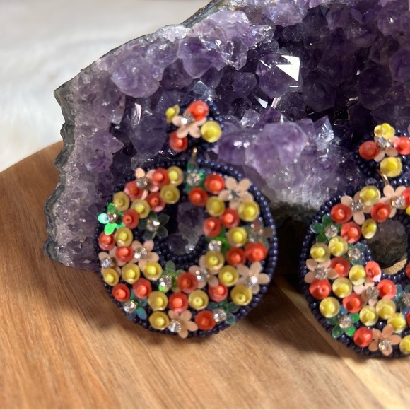 Stella & Dot Beaded Multi Color Earrings - Picture 4 of 6